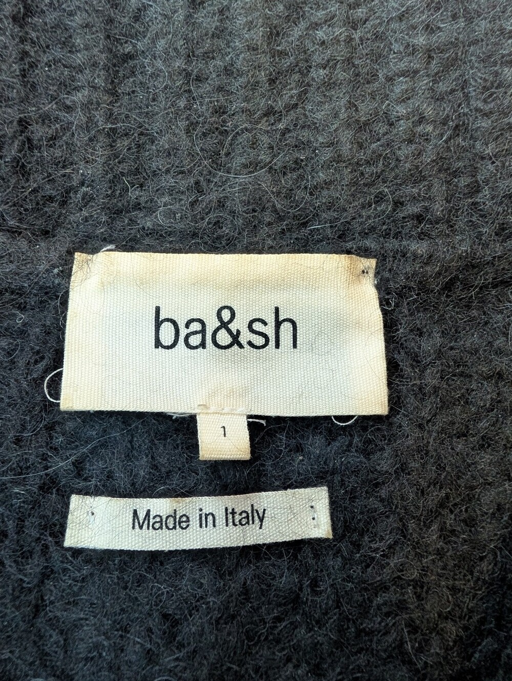 ba&sh Alpaca Blend Quarter Zip Pullover Sweater in Black Size 1 (Small) - Picture 4 of 10